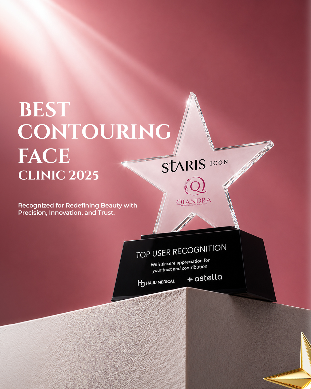 Piala penghargaan Best Contouring Face Clinic 2025