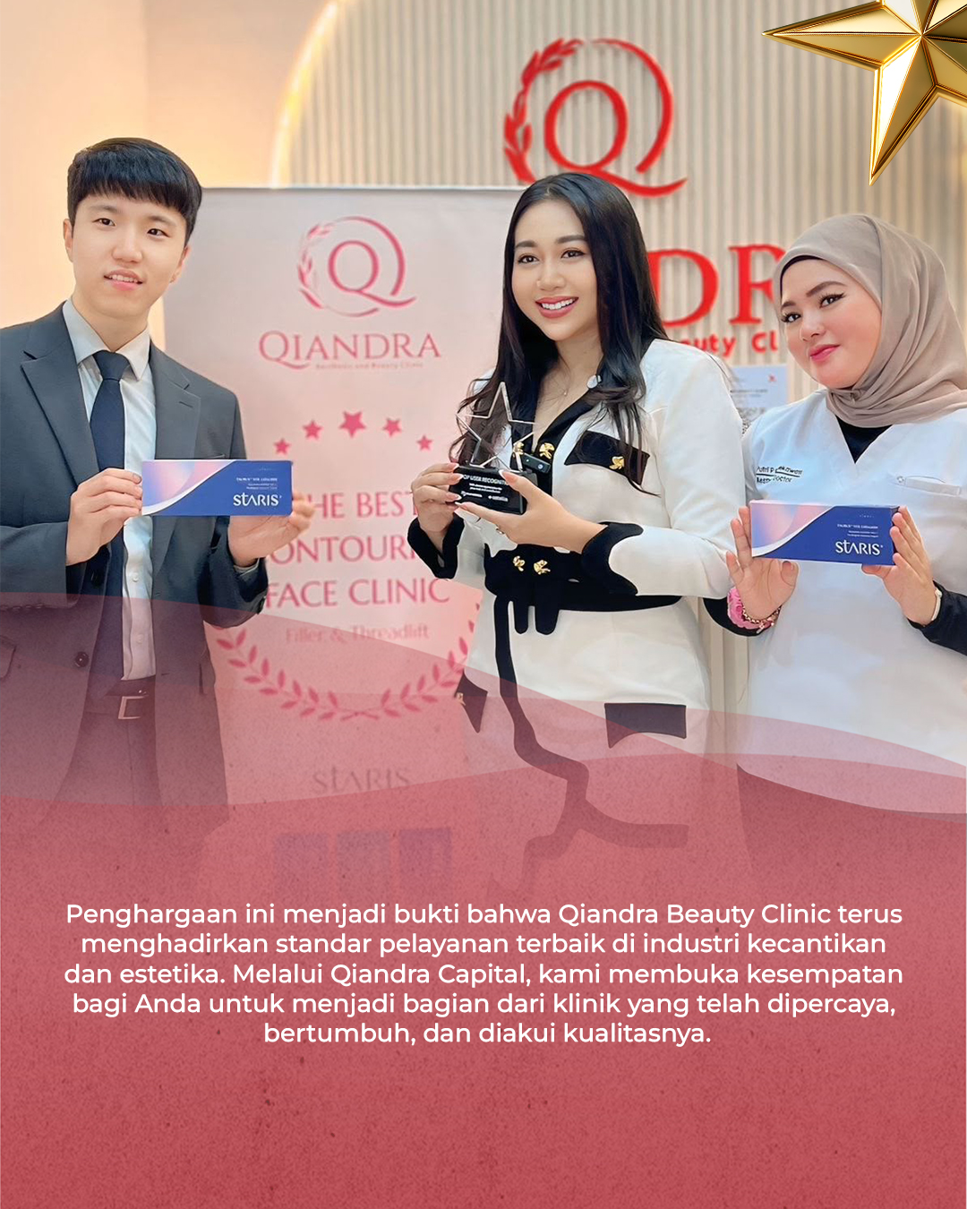 Owner Qiandra Clinic menerima penghargaan